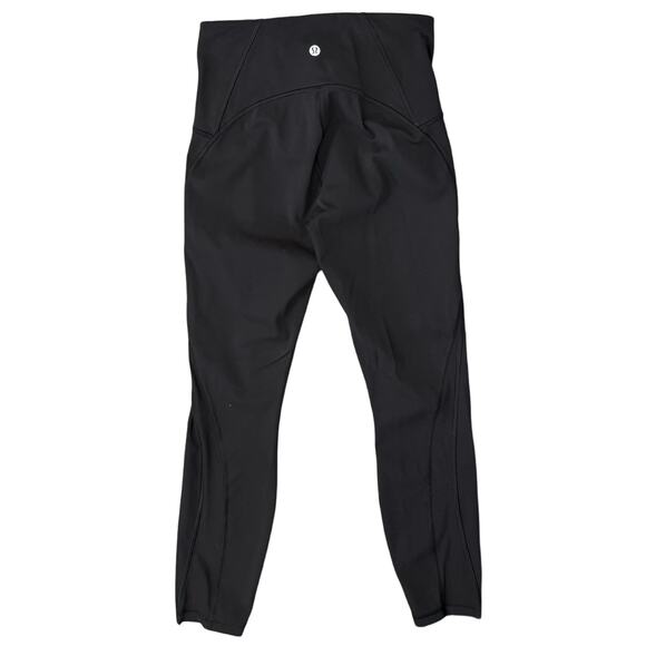 Lululemon Black Mid Rise Cropped Ankle Leggings size 6 Athletic Yoga Workout - Picture 1 of 11